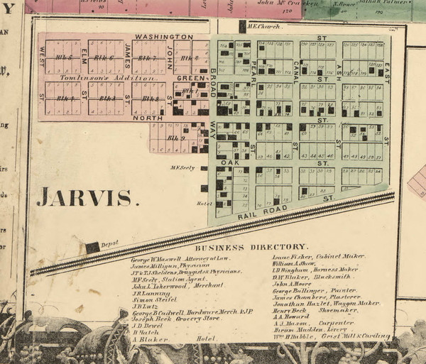 Jarvis Village, Wilmington, DeKalb Co. Indiana 1863 Old Town Map Custom Print - DeKalb Co.
