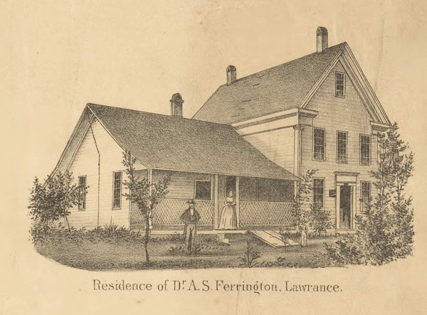 Ferrington Residence, Lawrence Village, Richland, DeKalb Co. Indiana 1863 Old Town Map Custom Print - DeKalb Co.