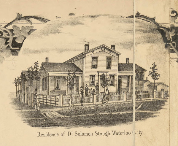 Stough Residence, Waterloo City, Union, DeKalb Co. Indiana 1863 Old Town Map Custom Print - DeKalb Co.