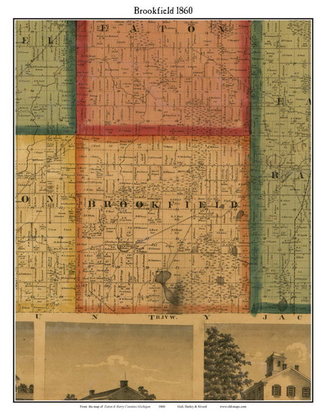 Brookfield, Michigan 1860 Old Town Map Custom Print - Eaton Co.