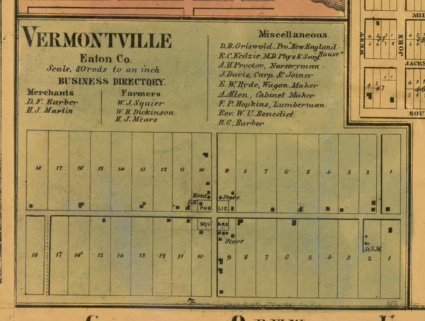 Vermointville Village, Michigan 1860 Old Town Map Custom Print - Eaton Co.