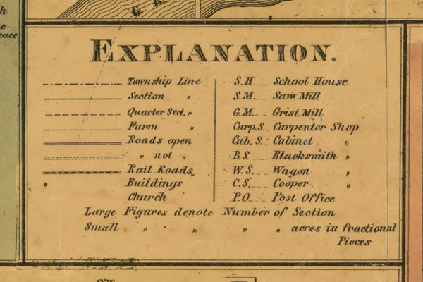 Explanation, Michigan 1860 Old Town Map Custom Print - Eaton Co.