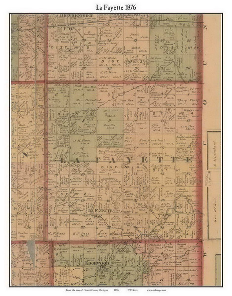 LaFayette, Michigan 1876 Old Town Map Custom Print - Gratiot Co.