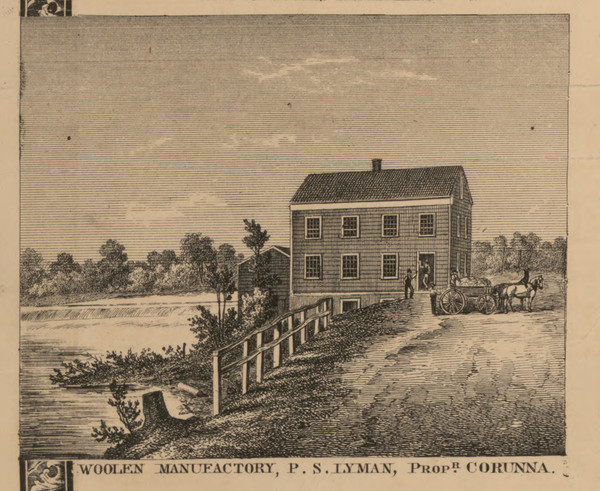 Woolen Manufactory, Michigan 1859 Old Town Map Custom Print - Shiawassee Co. Woolen Manufactory, Michigan 1859 Old Town Map Custom Print - Shiawassee Co.