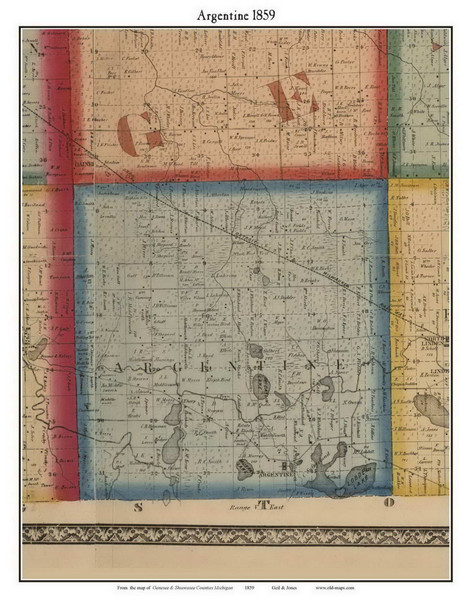 Argentine, Michigan 1859 Old Town Map Custom Print - Genesee Co.