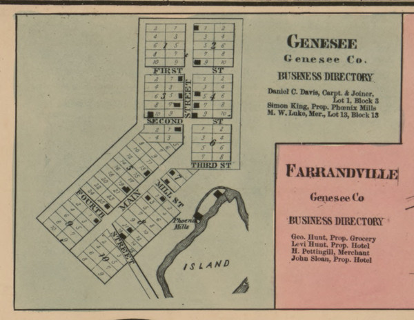 Genesee Village, Michigan 1859 Old Town Map Custom Print - Genesee Co.