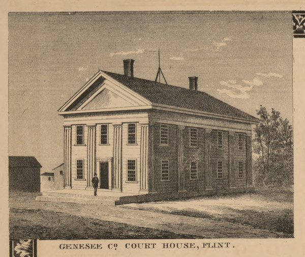 Genesee County Court House, Michigan 1859 Old Town Map Custom Print - Genesee Co. Genesee County Court House, Michigan 1859 Old Town Map Custom Print - Genesee Co.