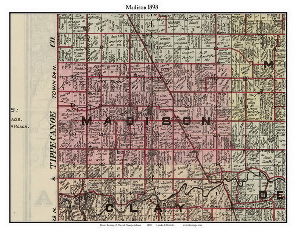 Madison, Indiana 1898 Old Town Map Custom Print - Carroll Co.