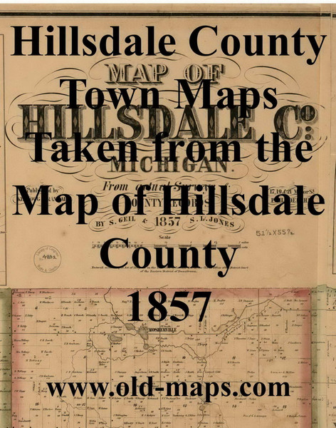Map Cartouche, Hillsdale Co. Michigan 1857 Old Town Map Custom Print - Hillsdale Co.