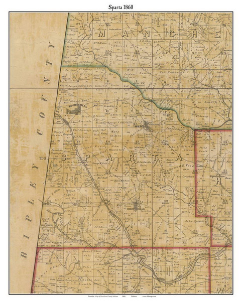 Sparta, Indiana 1860 Old Town Map Custom Print - Dearborn Co.