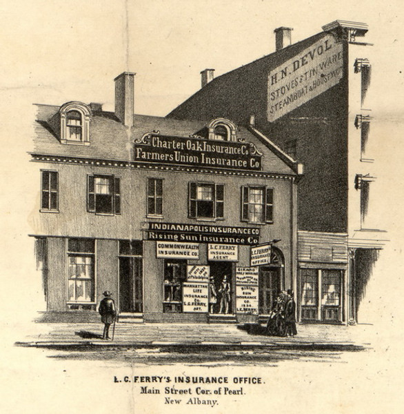 Ferry Insurance, New Albany, Indiana 1859 Old Town Map Custom Print - Floyd Co. Ferry Insurance, New Albany, Indiana 1859 Old Town Map Custom Print - Floyd Co.