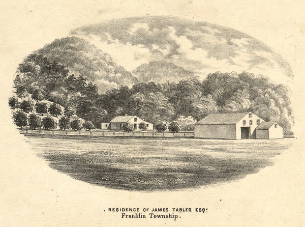 Tabler Residence, Franklin, Indiana 1859 Old Town Map Custom Print - Floyd Co.