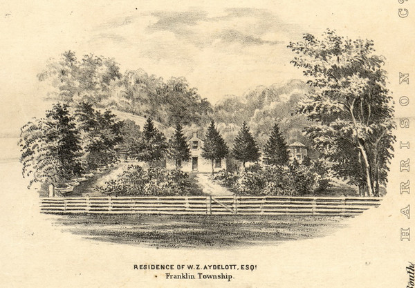Aydelott Residence, Franklin, Indiana 1859 Old Town Map Custom Print - Floyd Co.