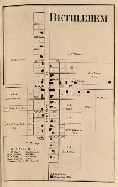 Bethlehem Village, Clay, Indiana 1866 Old Town Map Custom Print - Hamilton Co.