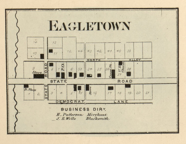 Eagletown Village, Washington, Indiana 1866 Old Town Map Custom Print - Hamilton Co. Eagletown Village, Washington, Indiana 1866 Old Town Map Custom Print - Hamilton Co.