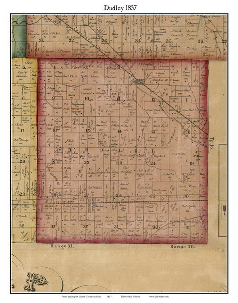 Dudley, Indiana 1857 Old Town Map Custom Print - Henry Co.