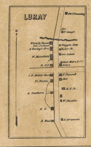 Luray, Prairie, Indiana 1857 Old Town Map Custom Print - Henry Co.