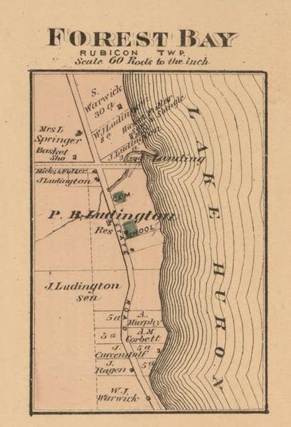 Forest Bay, Michigan 1875 Old Town Map Custom Print - Huron Co. Forest Bay, Michigan 1875 Old Town Map Custom Print - Huron Co.