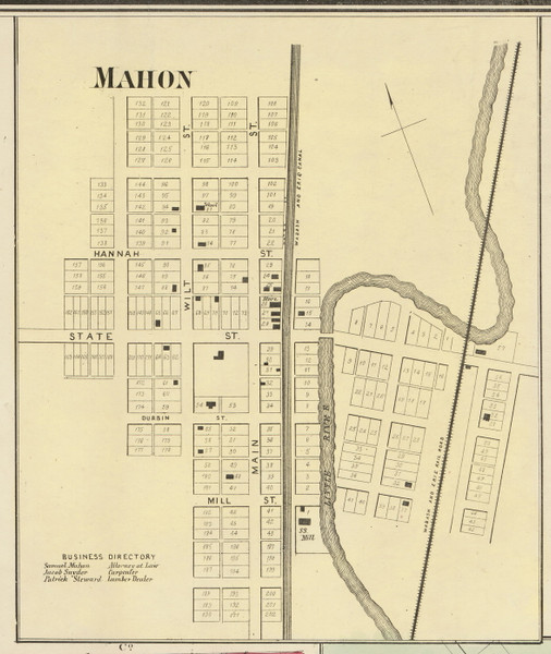 Mahon Village, Jackson, Indiana 1866 Old Town Map Custom Print - Huntington Co. Mahon Village, Jackson, Indiana 1866 Old Town Map Custom Print - Huntington Co.