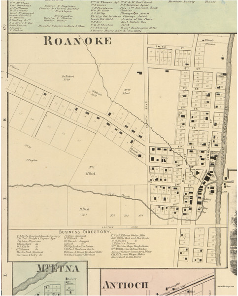 Roanoke Village, Jackson, Indiana 1866 Old Town Map Custom Print - Huntington Co.