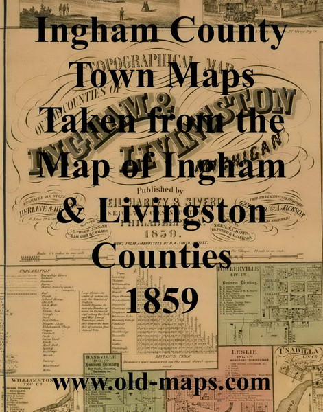 Map Cartouche, Ingham Co. Michigan 1859 Old Town Map Custom Print - Ingham Co.