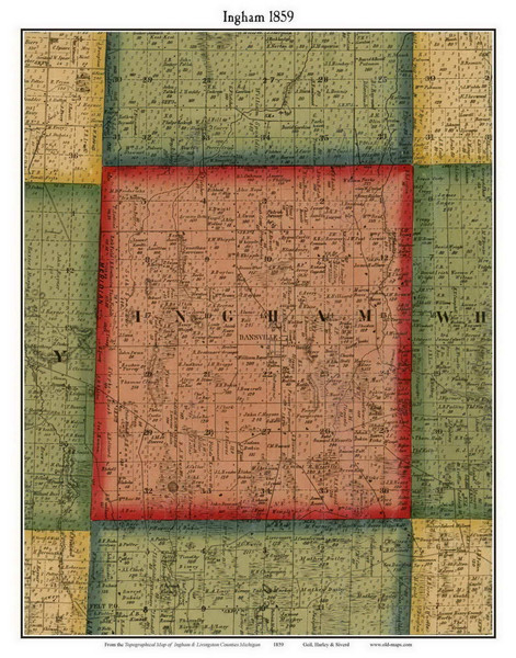 Ingham, Michigan 1859 Old Town Map Custom Print - Ingham Co.
