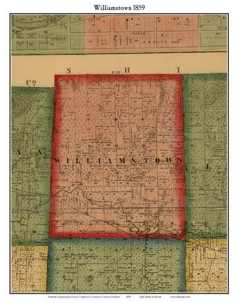 Williamstown, Michigan 1859 Old Town Map Custom Print - Ingham Co.
