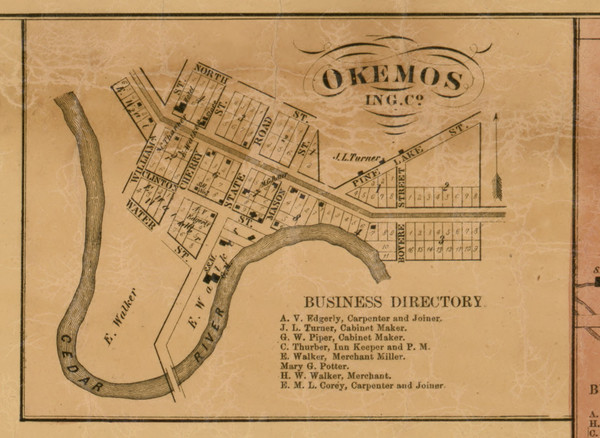Okemos, Michigan 1859 Old Town Map Custom Print - Ingham Co. Okemos, Michigan 1859 Old Town Map Custom Print - Ingham Co.