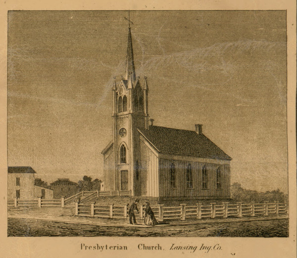 Presbyterian Church, Michigan 1859 Old Town Map Custom Print - Ingham Co. Presbyterian Church, Michigan 1859 Old Town Map Custom Print - Ingham Co.