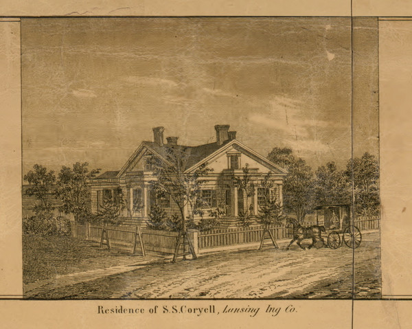 Residence of S.S. Coryell, Michigan 1859 Old Town Map Custom Print - Ingham Co.