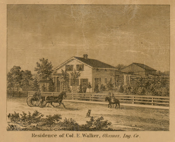 Residence of Col. E. Walker, Michigan 1859 Old Town Map Custom Print - Ingham Co.