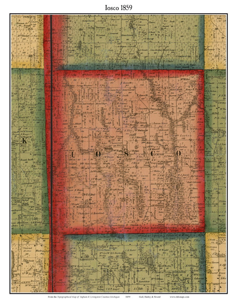 Iosco, Michigan 1859 Old Town Map Custom Print - Livingston Co.