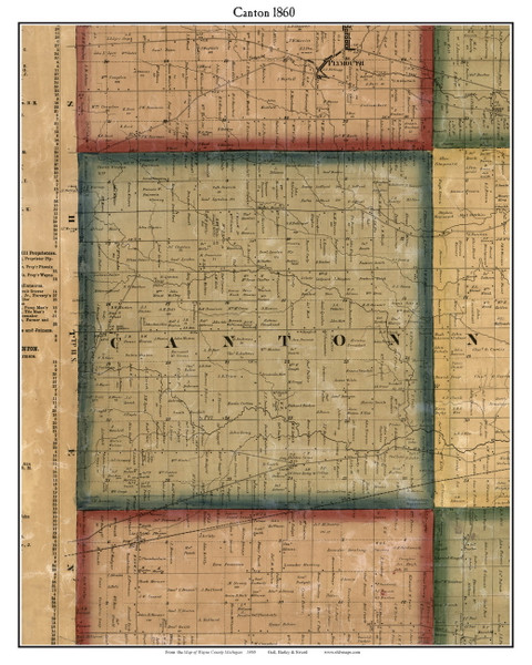 Canton, Michigan 1860 Old Town Map Custom Print - Wayne Co.