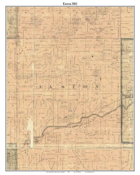 Easton, Michigan 1861 Old Town Map Custom Print - Ionia Co. Easton, Michigan 1861 Old Town Map Custom Print - Ionia Co.