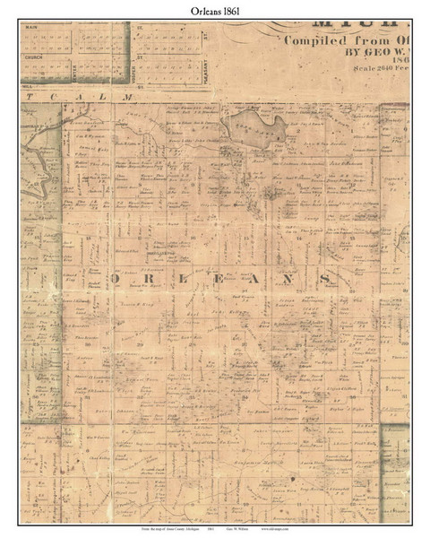 Orleans, Michigan 1861 Old Town Map Custom Print - Ionia Co.