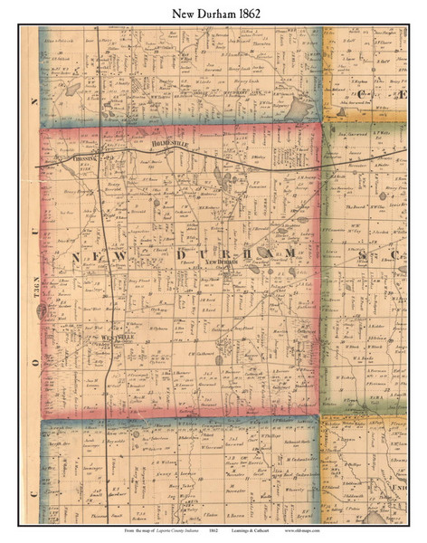 New Durham, Indiana 1862 Old Town Map Custom Print - Laporte Co.