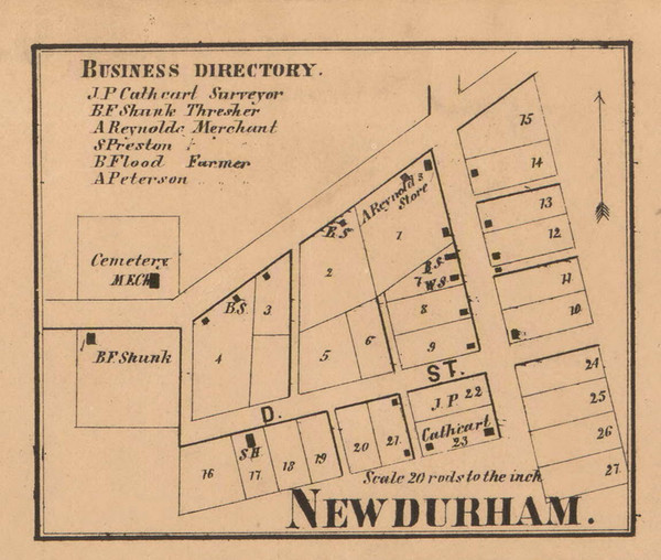 New Durham Village, New Durham, Indiana 1862 Old Town Map Custom Print - Laporte Co.