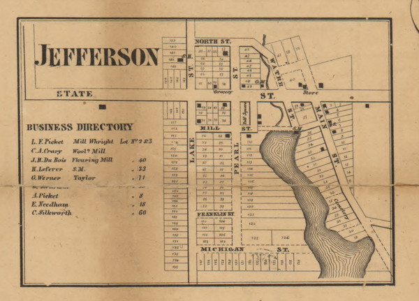 Jefferson, Michigan 1858 Old Town Map Custom Print - Jackson Co.