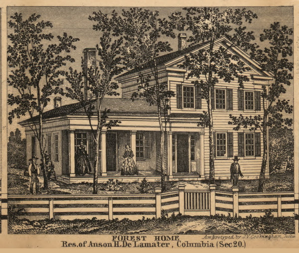 Residence of Anson H. DeLamater, Michigan 1858 Old Town Map Custom Print - Jackson Co. Residence of Anson H. DeLamater, Michigan 1858 Old Town Map Custom Print - Jackson Co.