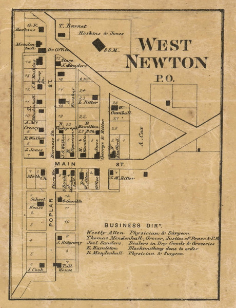 West Newton Village, Decatur, Indiana 1866 Old Town Map Custom Print - Marion Co.