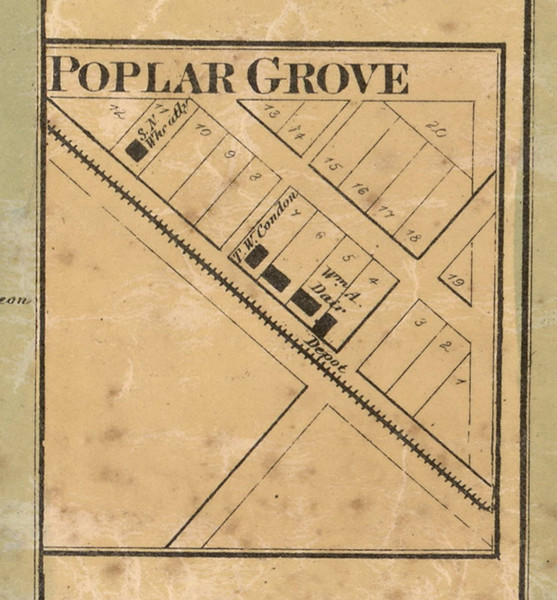 Poplar Grove Village, Franklin, Indiana 1866 Old Town Map Custom Print - Marion Co. Poplar Grove Village, Franklin, Indiana 1866 Old Town Map Custom Print - Marion Co.