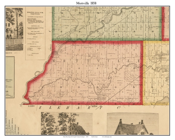 Mottville, Michigan 1858 Old Town Map Custom Print - St. Joseph Co.