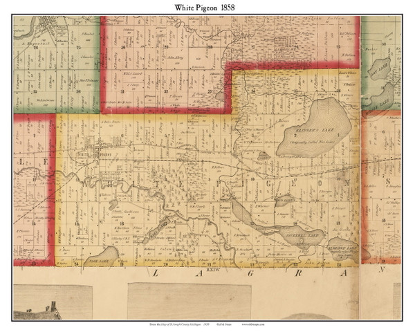 White Pigeon, Michigan 1858 Old Town Map Custom Print - St. Joseph Co.