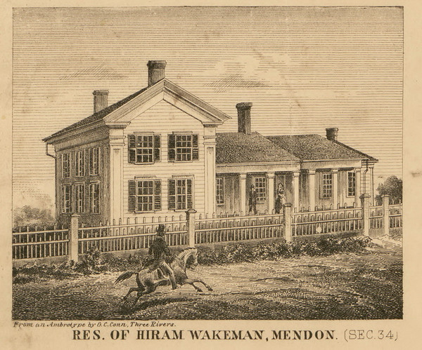 Wakeman Residence, Mendon, Michigan 1858 Old Town Map Custom Print - St. Joseph Co.