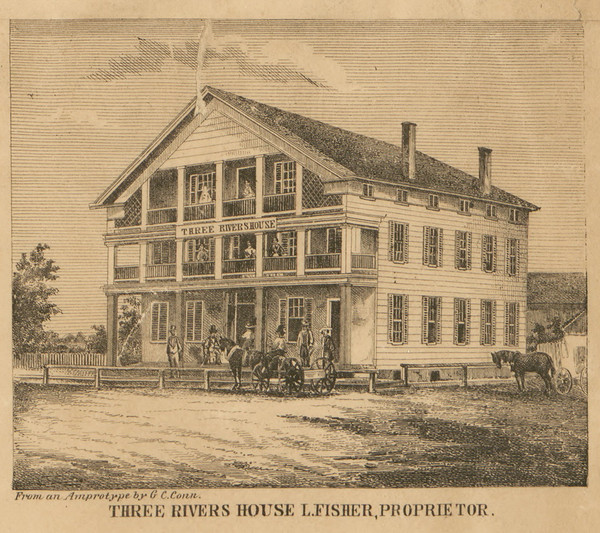 Three Rivers House, Three Rivers, Michigan 1858 Old Town Map Custom Print - St. Joseph Co.