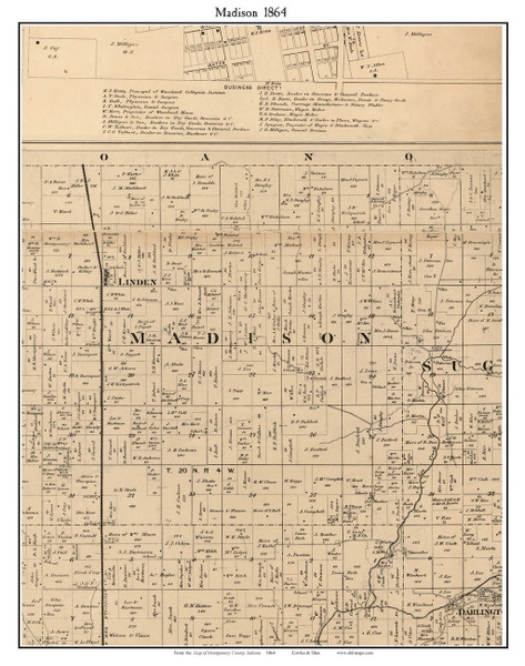 Madison, Indiana 1864 Old Town Map Custom Print - Montgomery Co. Madison, Indiana 1864 Old Town Map Custom Print - Montgomery Co.