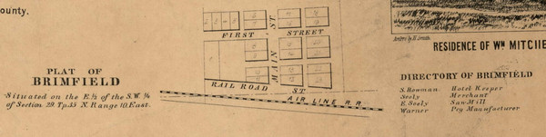 Brimfield Village, Orange, Indiana 1860 Old Town Map Custom Print - Noble Co. Brimfield Village, Orange, Indiana 1860 Old Town Map Custom Print - Noble Co.