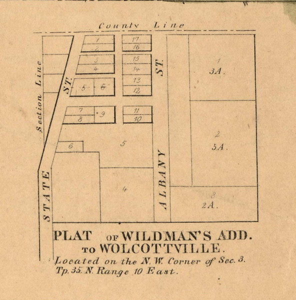 Wildman's Addition to Wolcottsville, Town Not Determined, Indiana 1860 Old Town Map Custom Print - Noble Co.