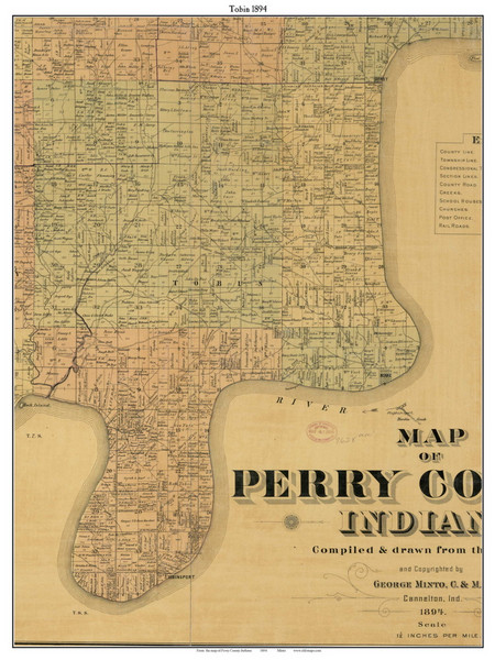 Tobin, Indiana 1894 Old Town Map Custom Print - Perry Co.