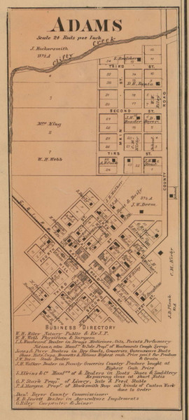 Adams Village - Adams Indiana 1867 Old Town Map Custom Print  Decatur Co.